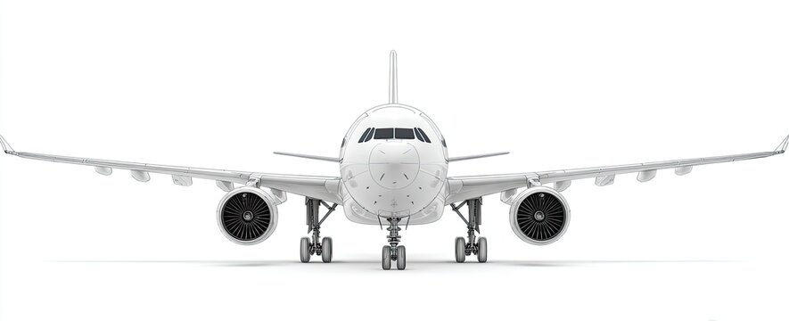 Front view of a large white passenger jet