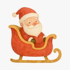 Whimsical Santa in sleigh illustration.