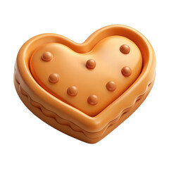 Heart shaped cookie with chocolate chips isolated on a transparent background sweet