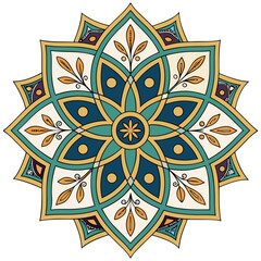 Vector art of hand drawn mandala illustration, featuring intricate floral patterns and symmetrical designs, perfect for adding a touch of elegance and serenity