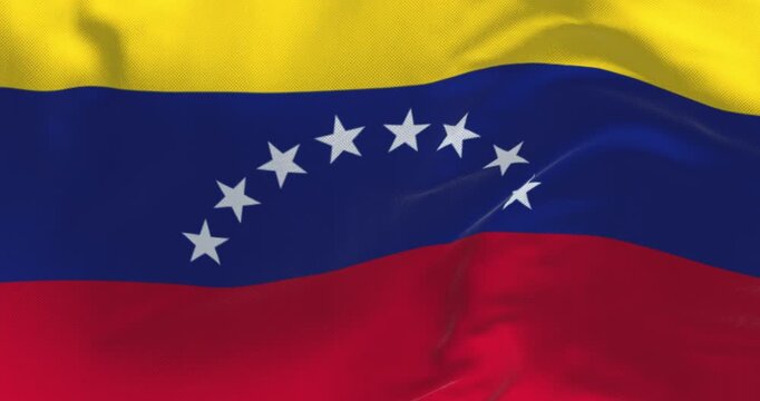 Close-up of Venezuela national flag waving in the wind
