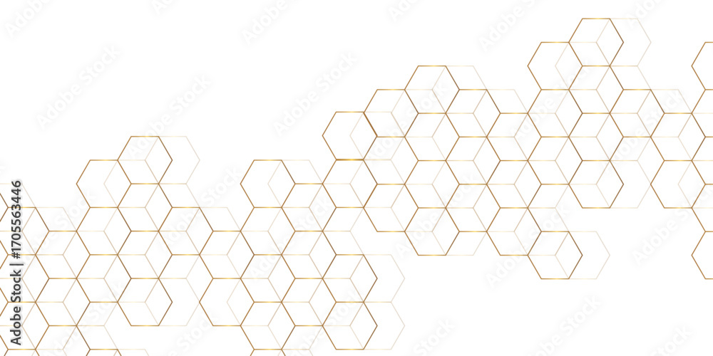 Aufkleber abstract background golden hexagon stock line background. abstract artistic of geometric background 