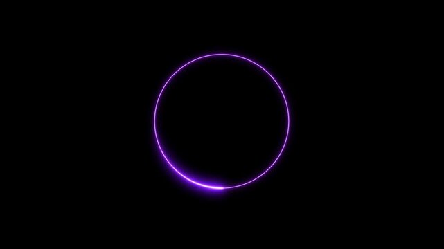 Animated glowing neon circular line frame animation. neon ellipse circle border loop icon. bright glowing load circle outline, ring circle looping animation. 