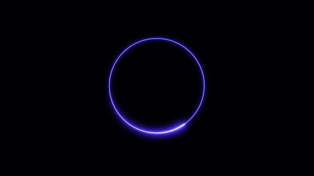 Animated glowing neon circular line frame animation. neon ellipse circle border loop icon. bright glowing load circle outline, ring circle looping animation. 