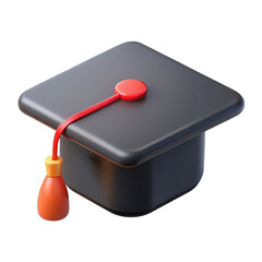 Graduation cap academic tassel isolated on a transparent background education