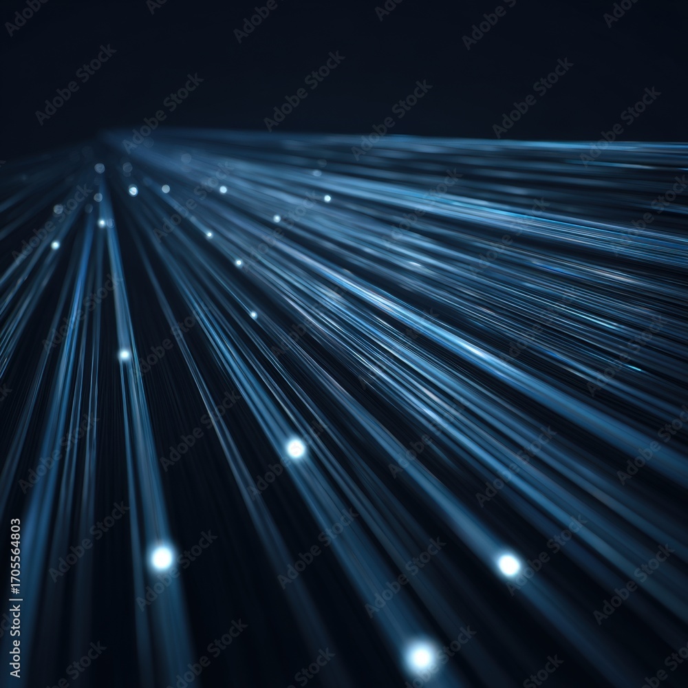 Poster abstract blue light lines create dynamic motion effect in space