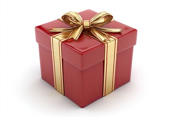 Obraz premium Red gift box with gold ribbon