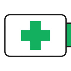Fototapeta premium Medical Cross Symbol Green Plus Sign for Healthcare, Aid, and First Aid in a Rectangular Frame
