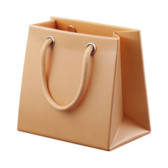 Realistic 3d rendering plain light shopping bag isolated on a transparent background paper retail