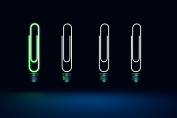 A lit light bulb and close light bulb: The lit bulb represents thinking, leadership, success, ideas, and inspiration.