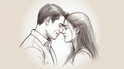 Tender moment captured between a loving couple their foreheads touching in a gentle embrace