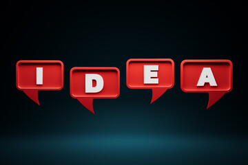 A thought frame with the letters I, D, E, A represents ideas, inspiration, learning, and creativity.