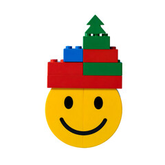 Fototapeta premium Colorful emoji with building blocks