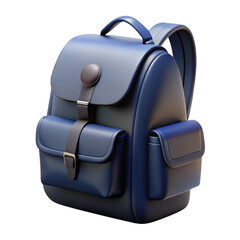Dark blue modern backpack studio shot isolated on a transparent background plustic