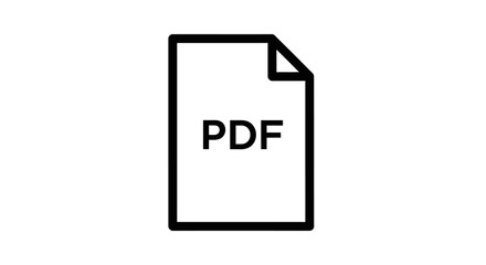 Minimalist PDF Document Vector Icon with Black Outline Style for UI Design
