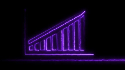 Neon Business graph chart icon animation. glowing line graph, finance marketing success profit arrow symbol. business graph 4k animation - Powered by Adobe