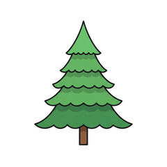 Simple Cartoon Evergreen Tree Illustration.