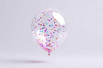Floating clear balloon filled with colorful confetti, perfect for celebrations, parties, birthdays, and special events, adding a touch of joy and fun