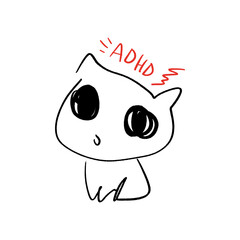 Cute Cat with ADHD Cartoon Illustration Vector Clipart