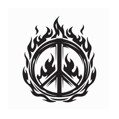Burning Peace Symbol Vector Design isolated on white background