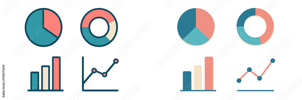 Aufkleber colorful data visualization charts and graphs for business analytics, financial reporting, and stati
