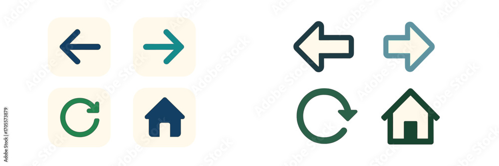 Fototapete essential user interface navigation icons for web and mobile applications including home, refresh, b