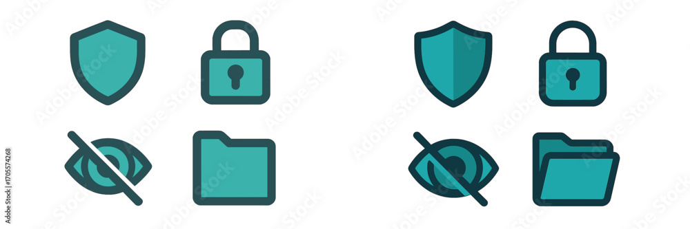 Poster modern flat design icons for digital security, data privacy, and file protection concepts in technol
