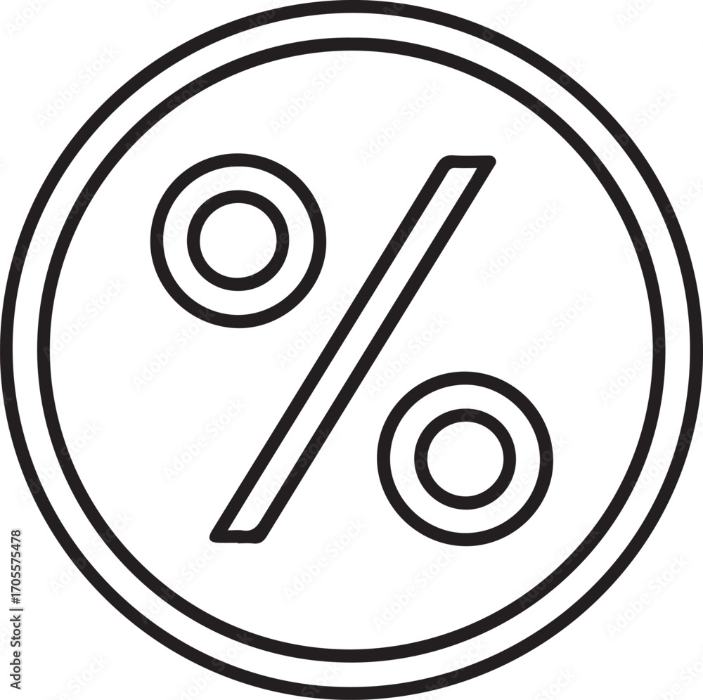 Poster simple outline icon of a percentage symbol inside a circle