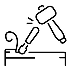 A linear style icon representing wood carving