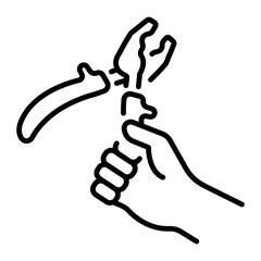 An outline style icon depicting pliers