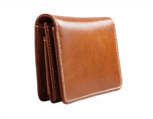 Women's leather wallet on transparent background