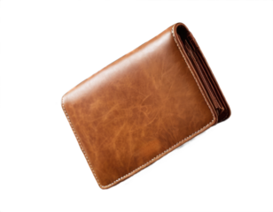 Women's leather wallet on transparent background