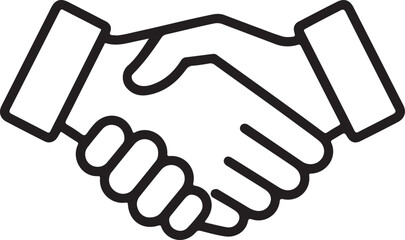 Fototapeta premium Simple line art icon of two hands shaking in agreement