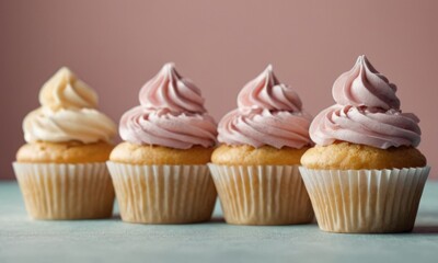 homemade cupcakes with paper toppers and cream frosting