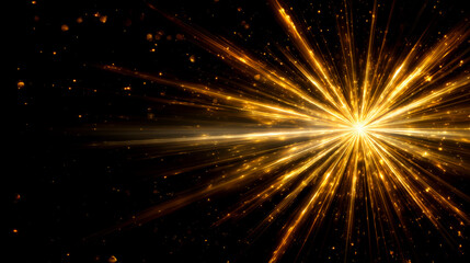 Fototapeta premium まばゆい金色の放射状の光線（黒背景）
