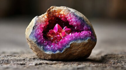 Colorful geode crystal display image