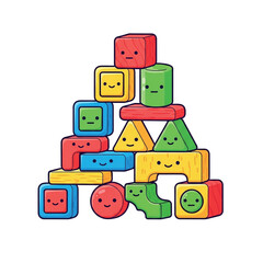 Stack of Cute Cartoon Building Blocks.