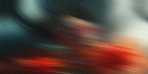 Abstract swirling patterns of deep teal and fiery red hues create a dynamic and energetic visual texture with a grainy, atmospheric feel