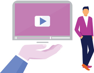 Man standing near video player © Flaticons