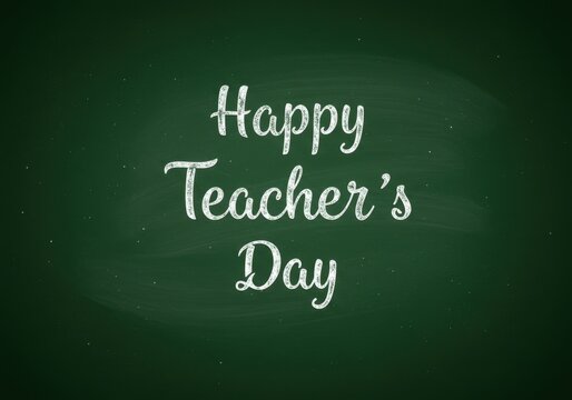 Happy Teacher's Day message on chalkboard background   - Powered by Adobe