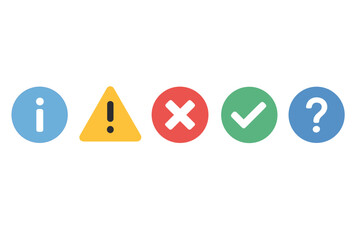 Information, warning, error, success, and question symbols