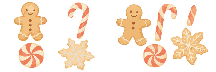 Christmas gingerbread cookies and peppermint candy canes