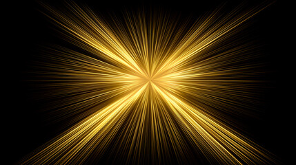 まばゆい金色の放射状の光線（黒背景）