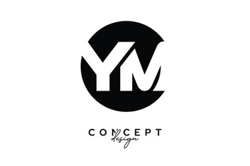 YM Creative Negative Space Circle Monogram Logo Design