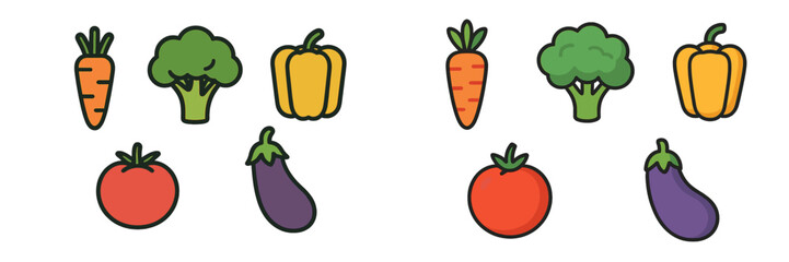 Colorful fresh vegetables like carrot broccoli bell pepper tomato and eggplant for healthy eating and nutrition