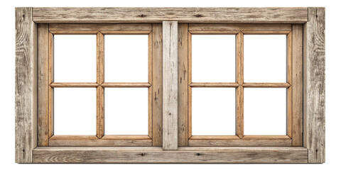 Rustic Wooden Window Frame with Vintage Weathered Finish on Transparent Background
Farmhouse Cottage Style Wooden Window Frame Without Glass &ndash; Isolated PNG