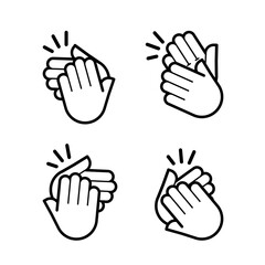 Hands clap symbol. Hand clapping line icons set. Applaud and acclamation emblem or symbol.