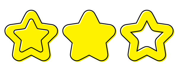 Yellow star icon. Cartoon Symbol for Customer rating feedback or rang rating achievements. vector emblem. Vector illustration