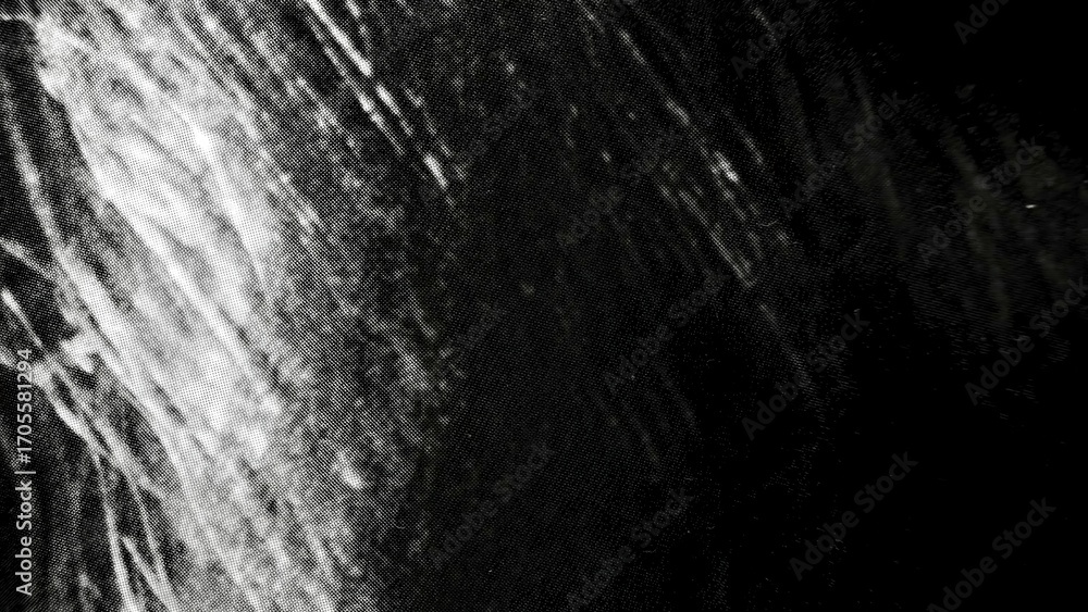 Poster black and white abstract motion texture with streaked light patterns and dark voids creating dramatic contrast for modern wallpaper or editorial background