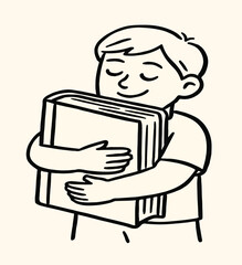 student huging a big book